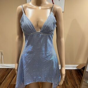 Elegant Blue Glitter Prom Dress